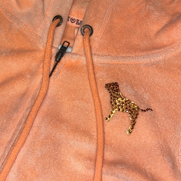 NWOT~VICTORIAS SECRET PINK TERRYCLOTH RHINESTONE ZIP UP HOODIE~RARE~XS - Picture 3 of 5